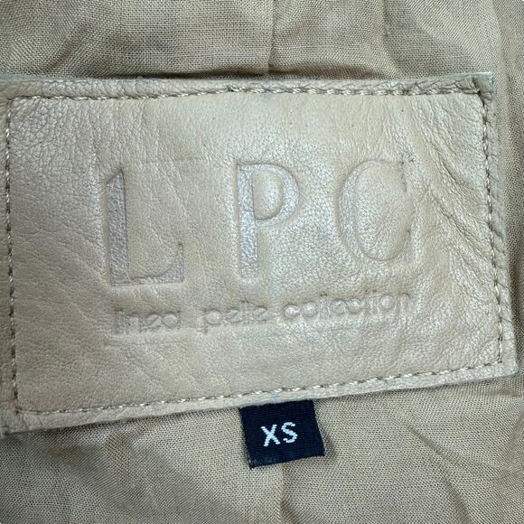 L.P.C Linea Pelle Collection tan lamb leather motorcycle jacket fitted - Picture 5 of 16